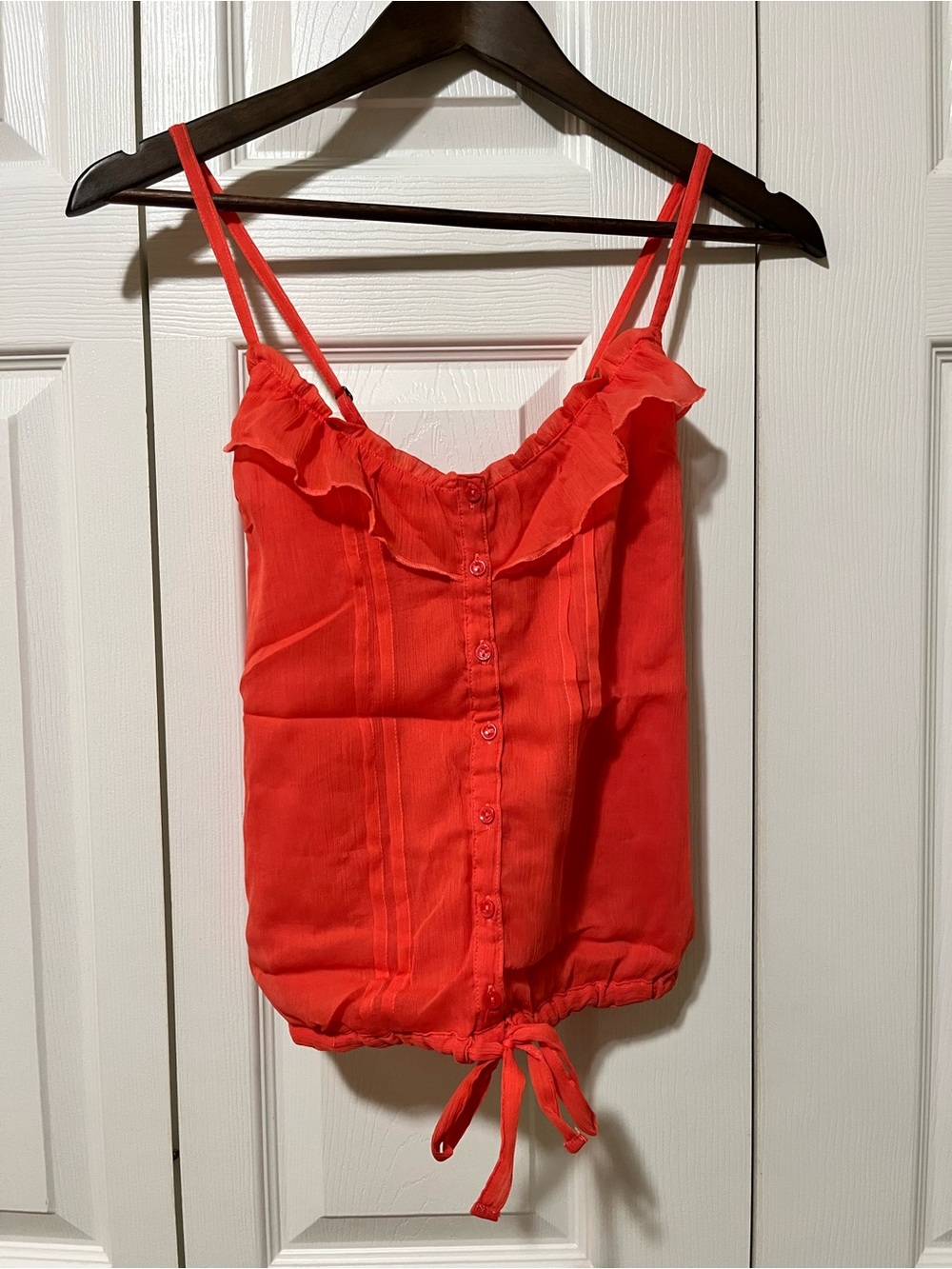 Women’s Coral Ruffle Tie-Hem Tank Top